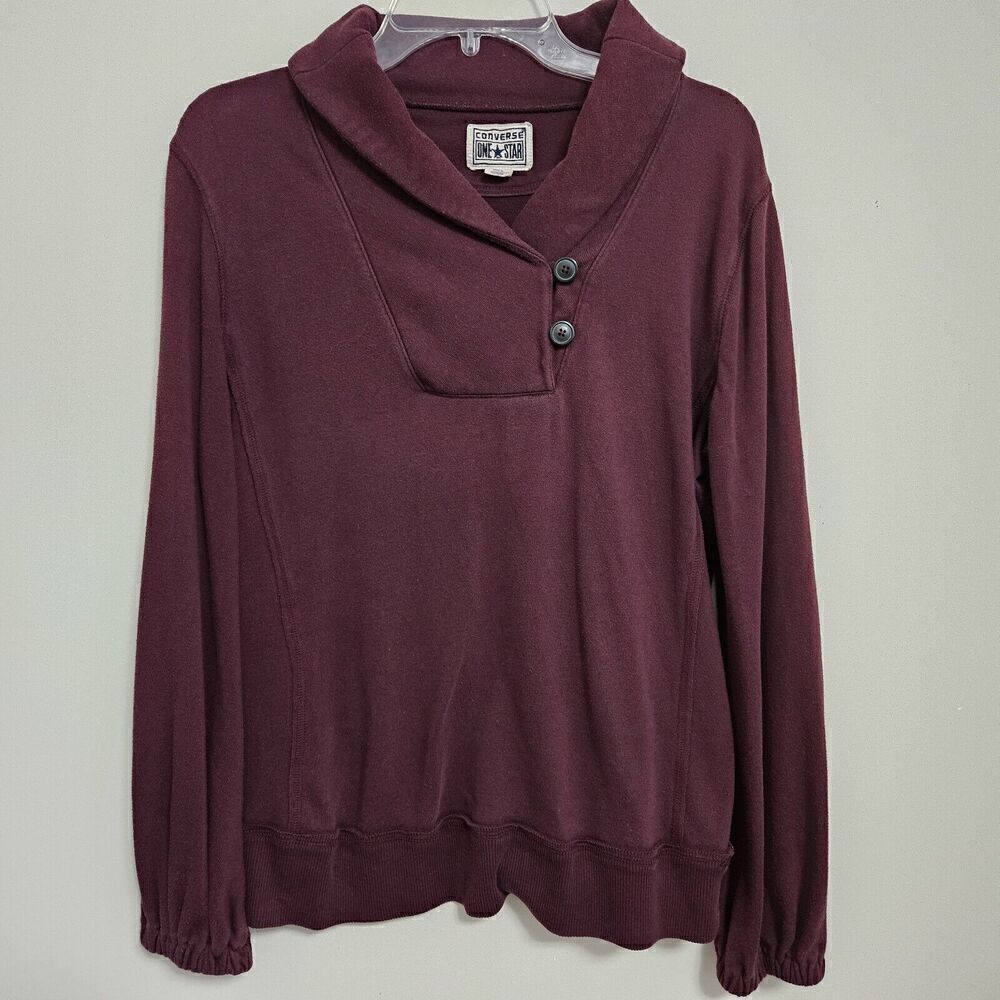 Converse One Star Collared Sweatshirt Burgundy Womens Size L